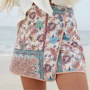 Free People Paisley Wrap Skirt
